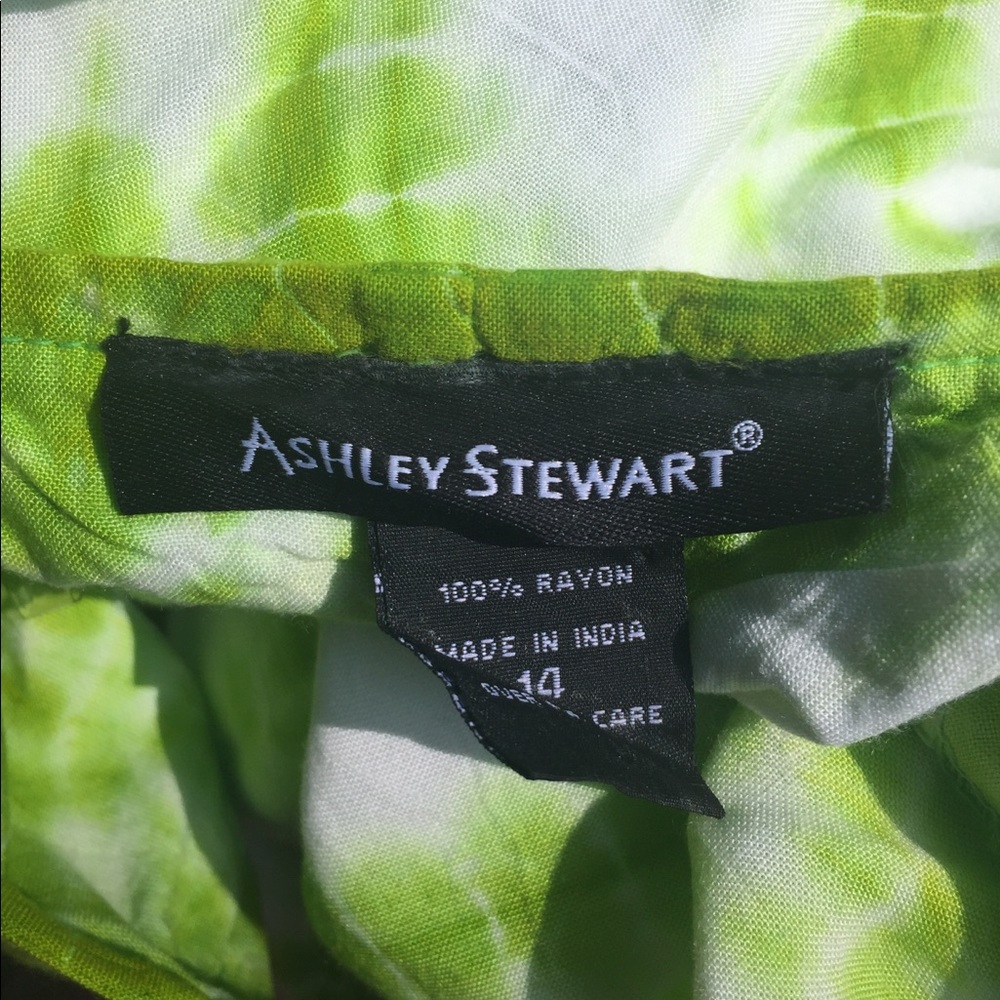 Ashley Stewart lime  green and white tie dyed tunic  mini dress - Picture 3 of 11